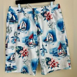 Caribbean Swimwear Swim Shorts Mens XL Tropical Island Hawaii Print NWOT